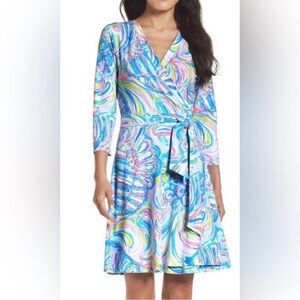 LILY PULITZER EMILIA WRAP DRESS MULTI GUILTY PLEASURE PATTERN
